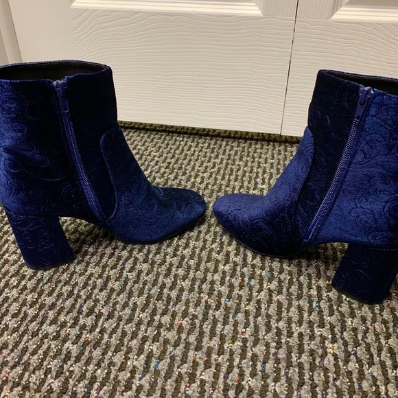 Refresh Navy Blue Velvet Boots - Picture 3 of 7